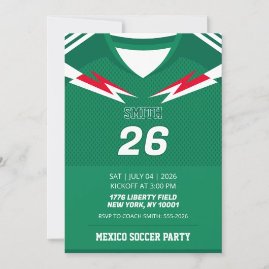 Invitation d'anniversaire avec maillot de foot per (Devant)