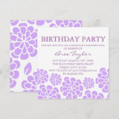 Invitation d'anniversaire avec motif de fleurs Mod (Devant / Derrière)