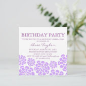 Invitation d'anniversaire avec motif de fleurs Mod (Debout devant)