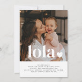 Invitation d'anniversaire avec nom et photo de cœu (Devant)