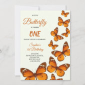 invitation d'anniversaire avec papillon orange vib (Devant)