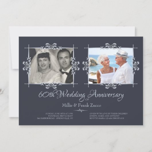 Invitation d'anniversaire avec photo d'alors et d' (Devant)