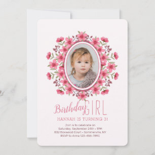 Invitation d'anniversaire avec photo dans un cadre