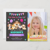 Invitation d'anniversaire avec photo de chiot / Fê (Devant)