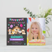 Invitation d'anniversaire avec photo de chiot / Fê (Debout devant)