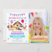 Invitation d'anniversaire avec photo de chiot / Fê (Devant)