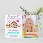 Invitation d'anniversaire avec photo de chiot / Fê (Debout devant)