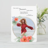 Invitation d'anniversaire avec photo d'Hibiscus (Debout devant)