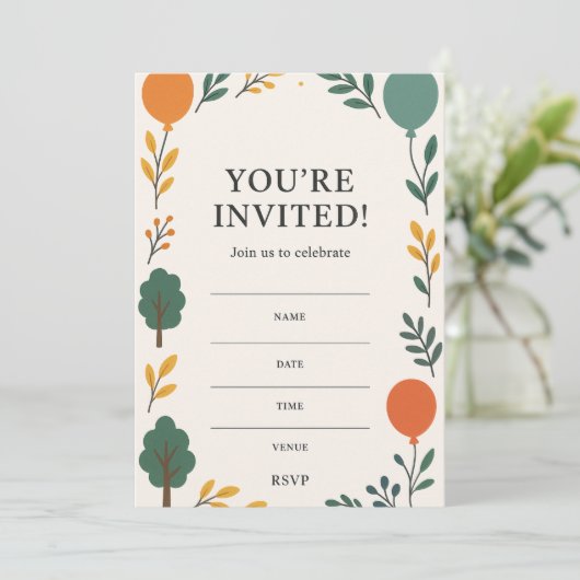 Invitation d'anniversaire avec photo Retour | ball (Debout devant)