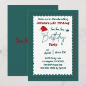 Invitation d'anniversaire avec Santa Hat (Devant / Derrière)