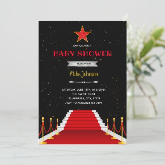 Invitation d'anniversaire avec tapis rouge (Debout devant)