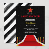 Invitation d'anniversaire avec tapis rouge pour un (Devant / Derrière)