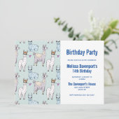 Invitation d'anniversaire avec un motif mignon met (Debout devant)