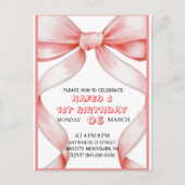 Invitation d'anniversaire avec un nœud rose, Invit (Devant)