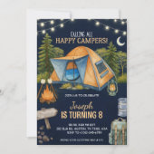 Invitation d'anniversaire avec un thème de camping (Devant)
