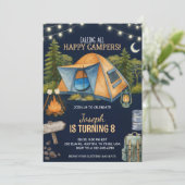 Invitation d'anniversaire avec un thème de camping (Debout devant)