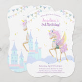 Invitation d'anniversaire avec une adorable licorn (Devant / Derrière)
