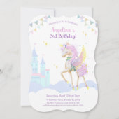 Invitation d'anniversaire avec une adorable licorn (Devant)