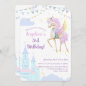 Invitation d'anniversaire avec une adorable licorn (Devant / Derrière)