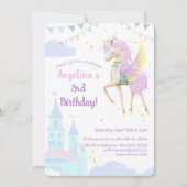 Invitation d'anniversaire avec une adorable licorn (Devant)