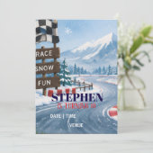 Invitation d'anniversaire Aventure de course hiver (Debout devant)