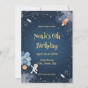 Invitation d'anniversaire Aventure spatiale Aqua