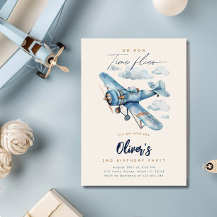 Invitation d'anniversaire Avion Avion Vintage