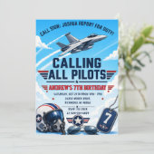 Invitation d'anniversaire avion de combat pour enf (Debout devant)