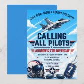 Invitation d'anniversaire avion de combat pour enf (Devant / Derrière)