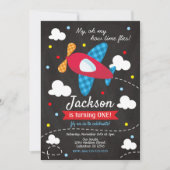Invitation d'anniversaire Avion Garçon / Le temps (Devant)