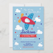 Invitation d'anniversaire avion garçon / Le temps  (Devant)