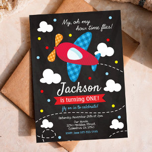 Invitation d'anniversaire Avion Garçon / Le temps
