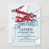 Invitation d'anniversaire Avion le temps passe vit (Devant)