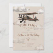 Invitation d'anniversaire avion Temps qui passe (Devant)