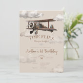 Invitation d'anniversaire avion Temps qui passe (Debout devant)