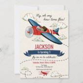 Invitation d'anniversaire Avion Vintage Time Flies (Devant)