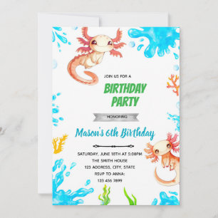 Invitation d'anniversaire Axolotl