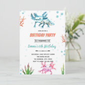 Invitation d'anniversaire axolotl mignonne (Debout devant)