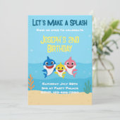 Invitation d'anniversaire Baby Shark (Debout devant)