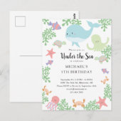 Invitation d'anniversaire baleine de mer mignonne  (Devant / Derrière)