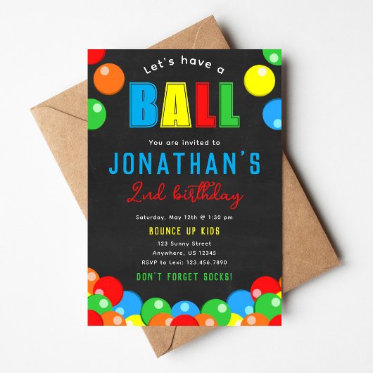 Invitation d'anniversaire Balle Sautante