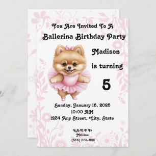 Invitation d'anniversaire Ballerina personnalisabl