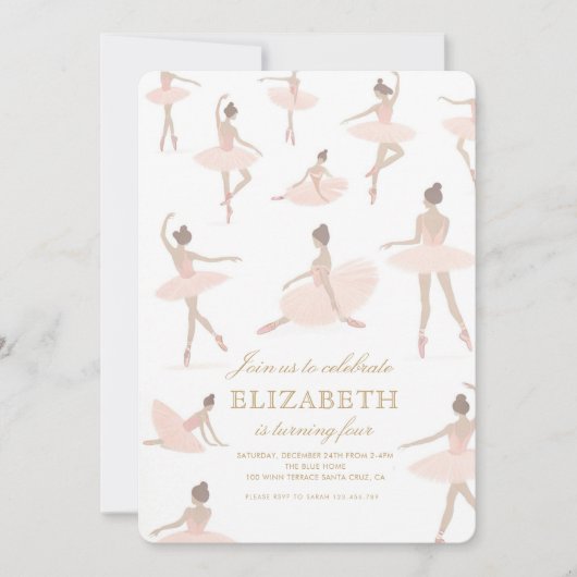Invitation d'anniversaire Ballerina Pink (Devant)