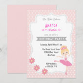 Invitation d'anniversaire Ballerina Sweet Pink (Devant / Derrière)