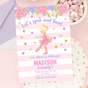 Invitation d'anniversaire Ballerina / Tutu Invitat