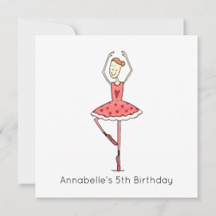 Invitation d'anniversaire Ballerine personnalisée