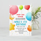 Invitation d'anniversaire Ballons Arc-en-ciel (Debout devant)