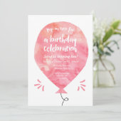 Invitation d'anniversaire | Ballotte rose Aquarell (Debout devant)
