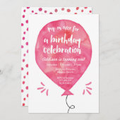 Invitation d'anniversaire | Ballotte rose Aquarell (Devant / Derrière)
