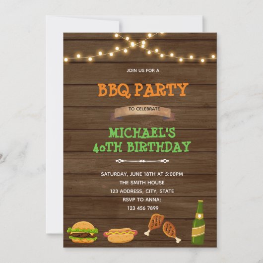Invitation d'anniversaire barbecue grill et chill (Devant)